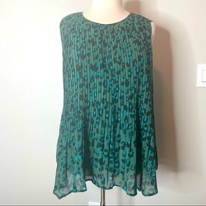 NEW AVA + VIV GREEN LEOPARD CAREER TOP - 3x